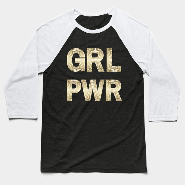 GRL PWR Gold Animal Print Baseball T-Shirt by Retroprints